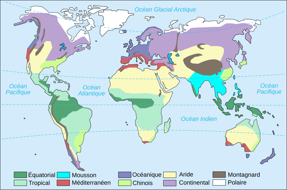 Map world climate zones