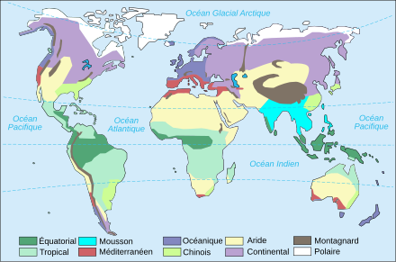 Mapa do mundo do clima em cores.