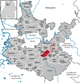 Läget för Meckesheim i Rhein-Neckar-Kreis