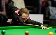 Deutsch: Bild aufgenommen in Berlin während des German Masters im Snooker 2015. Michael Wasley. English: Picture taken in Berlin during the Snooker German Masters in 2015. Michael Wasley.