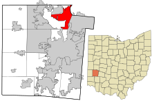 Áreas incorporadas y no incorporadas del condado de Montgomery Ohio Vandalia destacó.svg