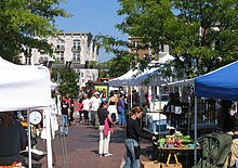 Mount Pleasant Farmer's Market is held every Saturday in Lamont Plaza. Mount pleasant farmers market (cropped).jpg