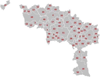 Municipalities Hainaut Belgium Map - Number.svg