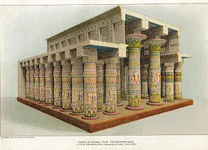 Karnakeko tenpluaren berregiketa, eta Luxorreko Amonenaren oinplanoa.