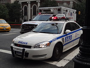 A police car belonging to the New York Police Department