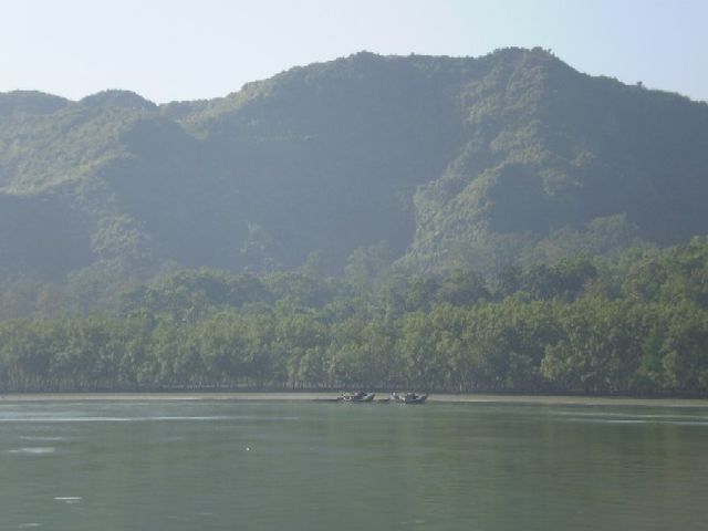 The Arakan Mountains seen from Maungdaw District by the banks of the Naf River.