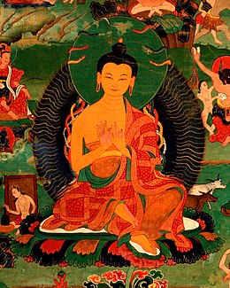 Nagarjuna, a Madhyamaka Buddhist philosopher whose skeptical arguments are similar to those preserved in the work of Sextus Empiricus Nagarjuna with 84 mahasiddha cropped.jpg