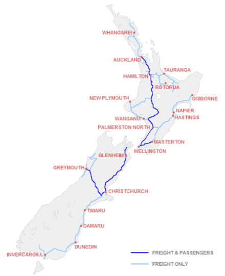 The rail network, including freight lines