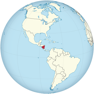 Nicaragua on the globe (Americas centered).svg