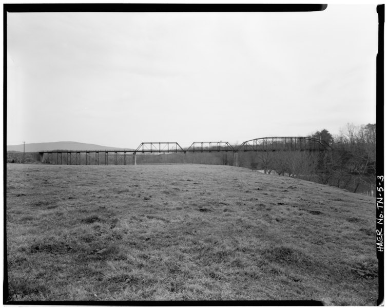 File:OVERALL ELEVATION FROM NORTHWEST. - Dentville Road Bridge, Spanning Hiawassee River on Dentville Road, Benton, Polk County, TN HAER TENN,70-BEN.V,1-3.tif