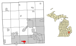 Oakland County Michigan Incorporated and Unincorporated areas Farmington highlighted.svg