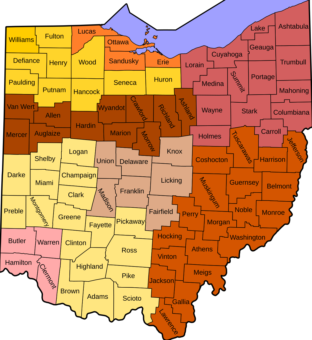 map of ohio cities and counties