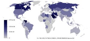 A proven oil reserves map of the world (CIA - The World Factbook, 2009) Oil Reserves.png