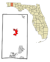 Emplacement dans le comté d'Okaloosa et l'État de Floride