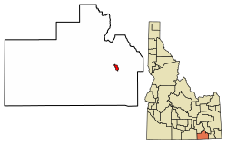 Location of Malad City in Oneida County, Idaho.