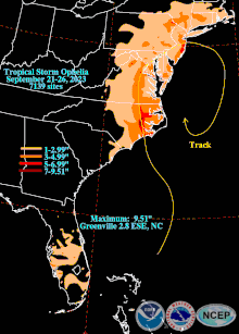 Rainfall map for Ophelia. Ophelia 2023 rainfall map.gif