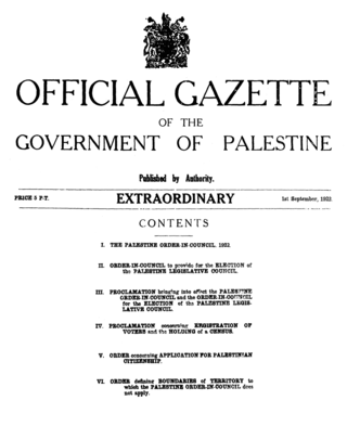 <span class="mw-page-title-main">Constitution of Mandatory Palestine</span>