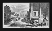 "Part of Main Street", 1855 engraving in Baillou's Pictorial PartOfMainStreetNorwalkConn1855.jpg