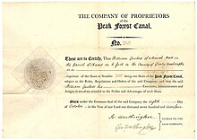 Founder's share of the Company of Proprietors of Peak Forest Canal, issued 8 October 1794