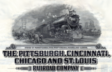 Pittsburgh, Cincinnati, Chicago, St. Louis Railroad bond, 1920, detail Pittsburgh, Cincinnati, Chicago, St. Louis Railroad bond, 1920, detail.png