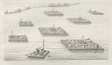 River rafts loaded with antiquities floating down River Tigris (V Place, 1867) Place V 1867 III Plate 43 6 (extract2).jpg