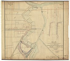 Plan voor de vereniging van het Hoendiep met het Hoornsche diep uit 1862, waarbij ook het Eiland ontstond en de Westerhavensluis werd aangelegd.