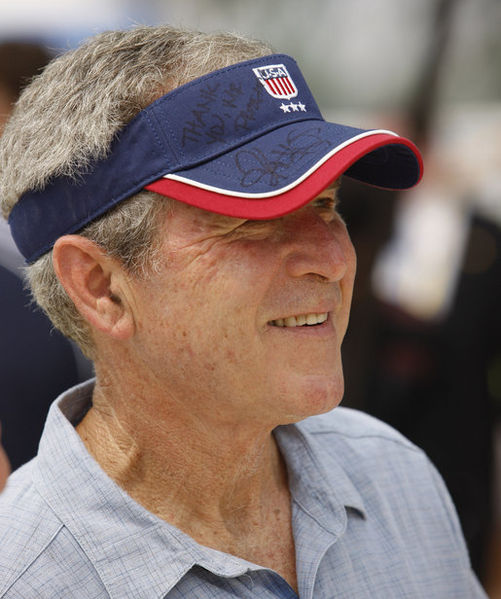 File:President George W. Bush sports a signed volleyball visor 2008 Olympics.jpg