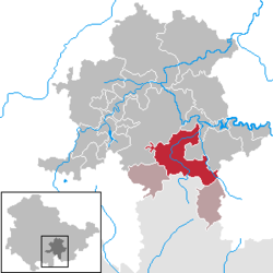 Elhelyezkedése Türingia térképén