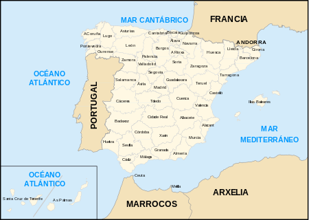 Provincias De España: Historia, Organización administrativa, Lista das provincias