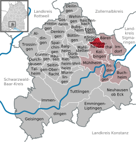 Poziția Renquishausen pe harta districtului Tuttlingen