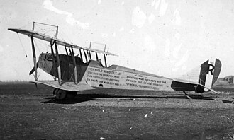 A Curtiss JN-4 at Rich Field painted to brag of the low fatality rate at the field - one per 4,000 hours. Rich field jenny.jpg