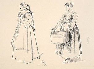 Deux alsaciennes en costume (vers 1858).