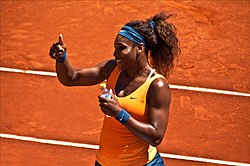 Serena Williams at the Mutua Madrid Open. Serena Williams Madrid 2013.jpg