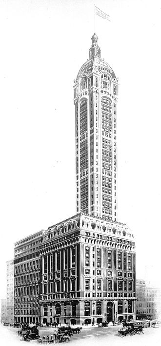 The Singer Building,commissioned by Bourne for the Singer Manufacturing Company and completed in 1908. SingerBuilding crop.jpg