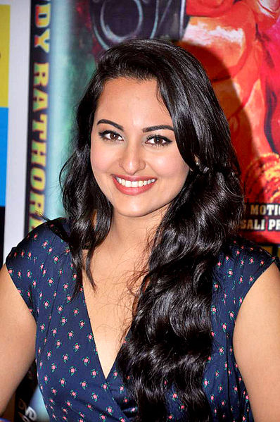 Sinha at an event for Rowdy Rathore in 2012