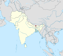 Sikkim (in red) within South Asia (in pale yellow) South Asia locator map (Sikkim highlighted).svg