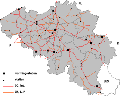 spoornet belgie kaart Lijst van spoorlijnen in België   Wikipedia