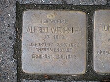Stolperstein Alfred Wechsler, 1, Yorckstraße 10, Oststadt, Hannover.jpg