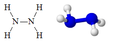 Struttura e modello molecolare tridimensionale dell'idrazina.PNG