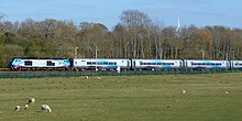 TPE set of Class 68 with Mark 5 coaches on a test run. TPE68, Northants Loop, Apr19.jpg