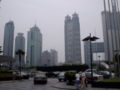 A cluster of skyscrapers stand together in the Pudong New Area, home of most of the newest buildings in Shanghai.