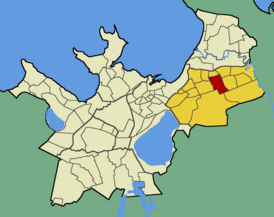 Микрорайон Тондираба на карте Таллина (выделен красным цветом)