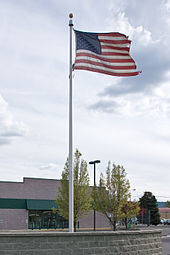 A tattered flag at Spokane Valley Police Headquarters, Spokane, Washington Tattered Flag.jpg