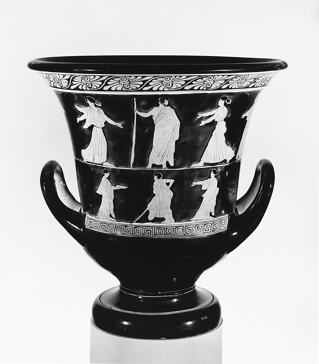 Terracotta calyx-krater (bowl for mixing wine and water) MET 260324 nonnus context