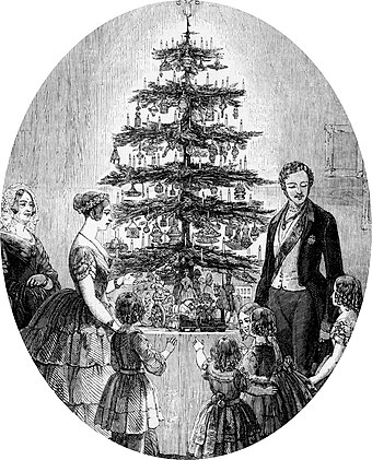 The Queen's Christmas tree at Windsor Castle, published in the Illustrated London News, 1848