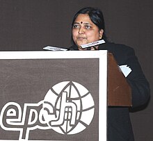 The Minister of State for Textiles, Smt. Panabaka Lakshmi addressing at the 18th Export Awards presentation function, in New Delhi on December 20, 2011.jpg