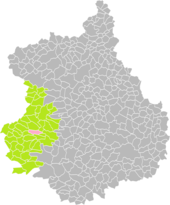 Position de Thiron-Gardais (en rouge) dans l'arrondissement de Nogent-le-Rotrou (en vert) au sein du département d'Eure-et-Loir (grisé).