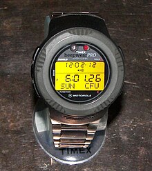 Timex Datalink Beepwear Pro: a wearable pager/watch featuring alphanumeric paging capability. Part of the Timex Datalink family of watches Timex Datalink Beepwear Pro.jpg