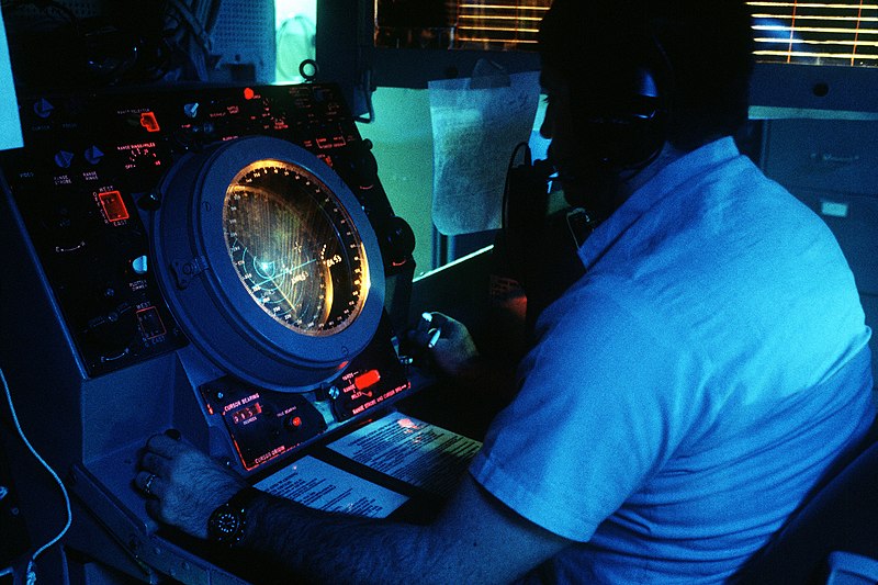 File:USS Missouri SPS-67 radar operator.jpg