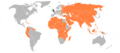 A map showing countries from which you need a Visa to enter the UK.